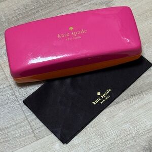 Kate Spade Vibrant Pink and Orange Glasses Case With Cleaning Cloth